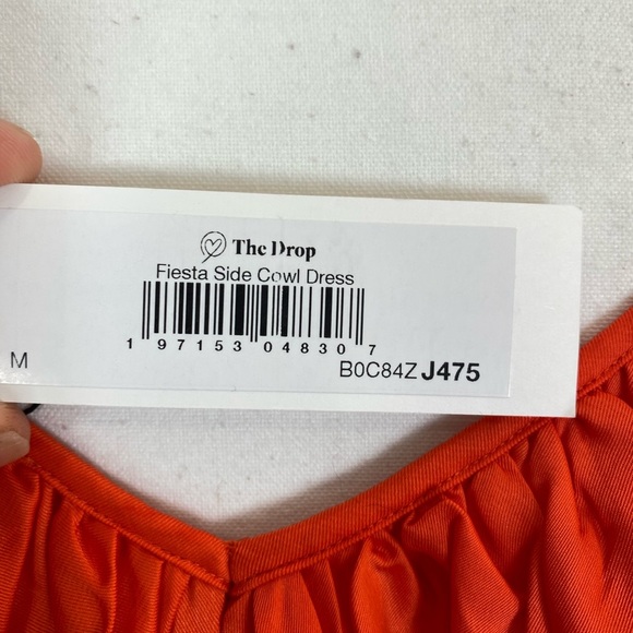 The Drop Orange Side Cowl Dress Boho Caftan Kaftan Style Dress Size Medium NEW - Picture 14 of 16